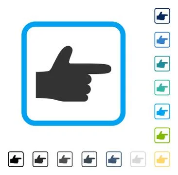 Hand Pointer Right Framed Vector Icon Stock Illustration