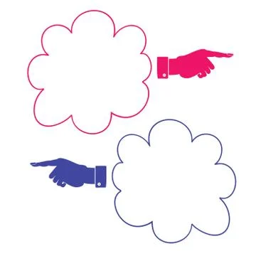Hand Pointer Right icon. Frame is in the form of a cloud for your message. Illustrazione stock