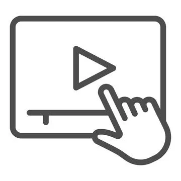 Hand Pointer select video line icon, online education concept, finger cursor Ilustración de archivo