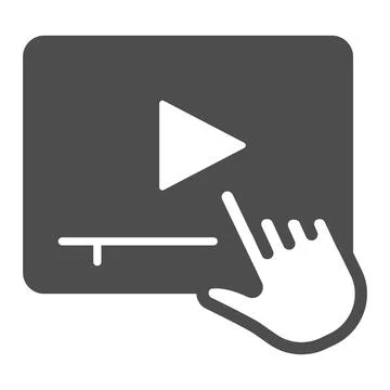 Hand Pointer select video solid icon, online education concept, finger cursor Ilustración de archivo