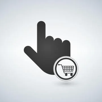 Hand pointer symbol and Shopping cart .concept for Shopping online. vector il Stock Illustration