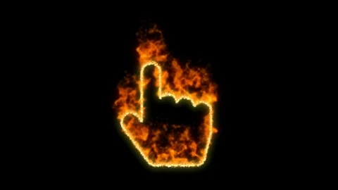 Hand pointer symbol inflames. Then disappears. In - Out loop. Alpha channel Stock Footage 104112626