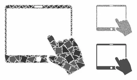 Hand pointer tablet Composition Icon of Abrupt Pieces 스톡 일러스트