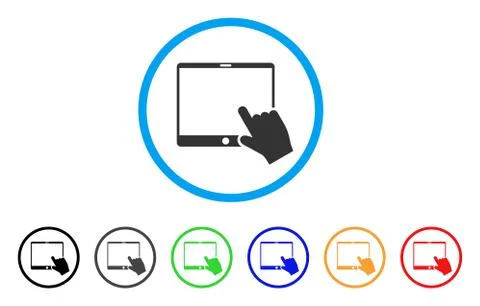 Hand Pointer Tablet Rounded Icon Stock Illustration