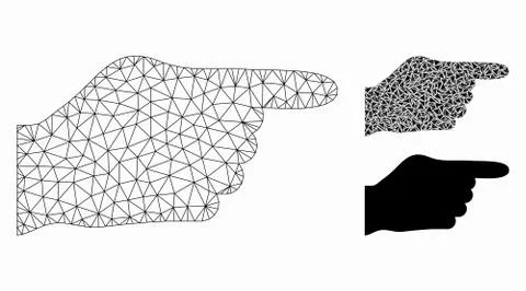 Hand Pointer Vector Mesh Network Model and Triangle Mosaic Icon イラスト素材