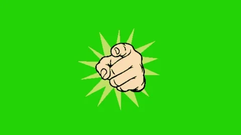 Hand pointing animation on green background Vidéo 331500922