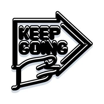 Hand pointing arrow with keep going message Illustration