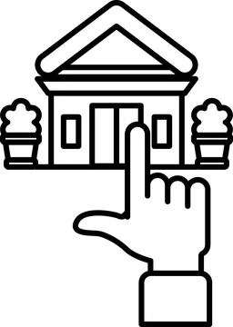 A hand pointing to a building Ilustración de archivo