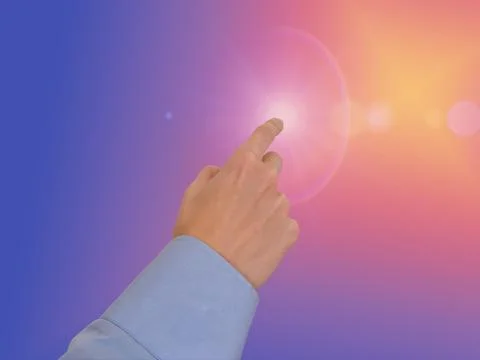 Hand pointing at business interface for digital control quality goals choic.. 写真素材