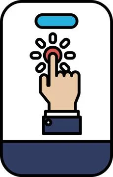 A hand pointing to a button on a phone Stock Illustration