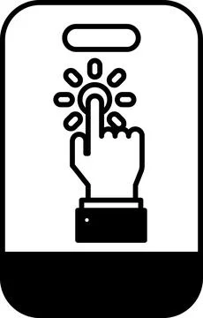 A hand pointing to a button on a phone Stock Illustration