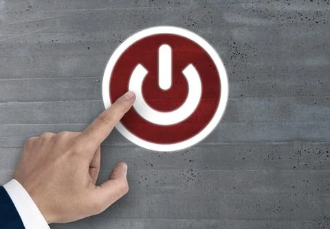 Hand pointing at off button template concept 스톡 사진