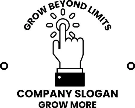 Hand pointing to a button with the words Grow Beyond Limits on the background Stock Illustration