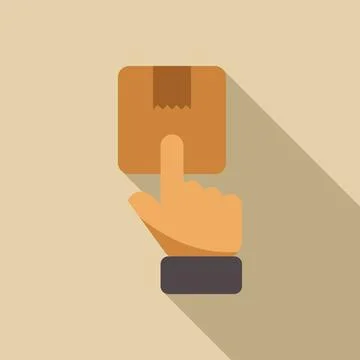 Hand pointing a cardboard box, delivery and shipping concept Illustrazione stock