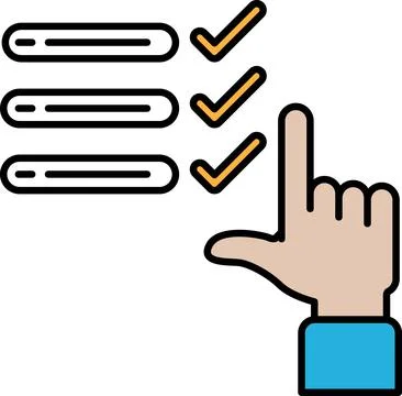A hand pointing to a check box with a checkmark on it Stock Illustration