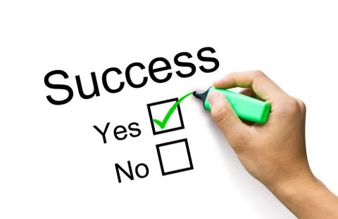 Hand pointing checked box success on white background Stock Photos