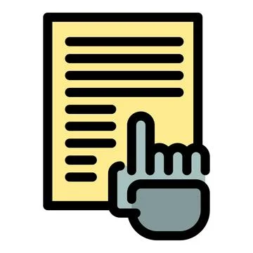 Hand pointing at checklist on paper document icon Stockillustratie