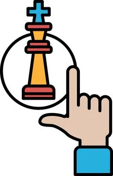 A hand pointing at a chess piece Stock Illustration