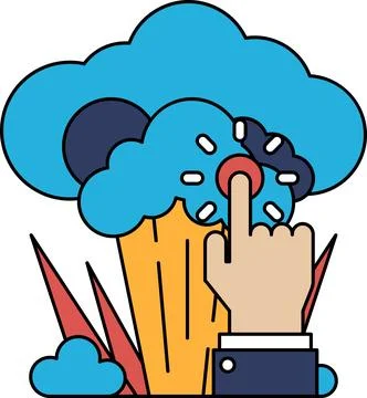 A hand pointing to a cloud with a broccoli in the background 스톡 일러스트