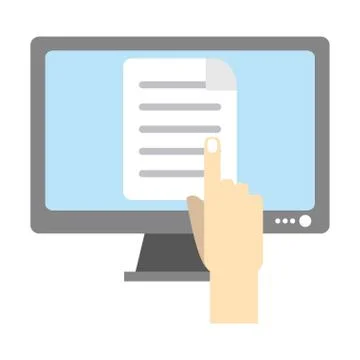 Hand pointing computer screen Illustrazione stock