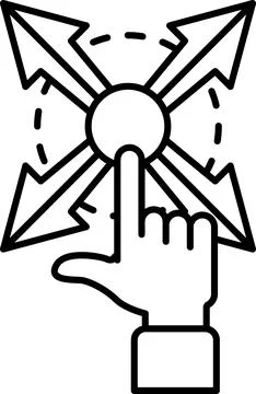 A hand pointing at a cross with arrows Illustrazione stock