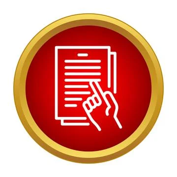 Hand pointing to a document icon for information Stock-Illustration