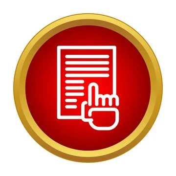 Hand pointing on document outline icon with gold frame Stockillustratie
