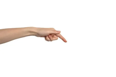 Hand pointing down gesture isolated Stock Photos