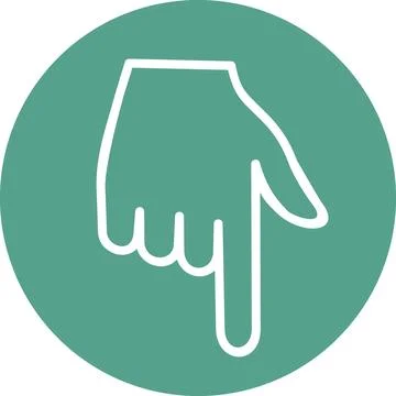 Hand pointing down line art graphic icon symbol Иллюстрация