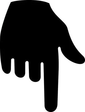 Hand Pointing Downwards Black Graphic Icon Stock Illustration