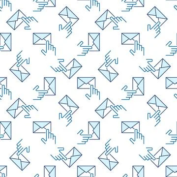 Hand pointing on Envelope vector colored seamless pattern Stock Illustration