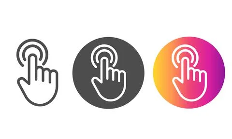 Hand with pointing finger in three different variants. Stock Illustration