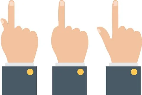 Hand with pointing finger on white background. hand sign. flat style. Illustrazione stock