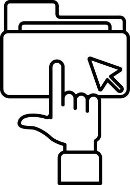 A hand pointing to a folder on a computer screen Stock Illustration