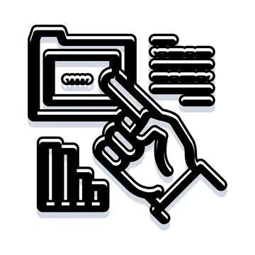 Hand pointing on folder managing digital data 스톡 일러스트