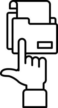 A hand pointing to a folder on a white background Stock Illustration
