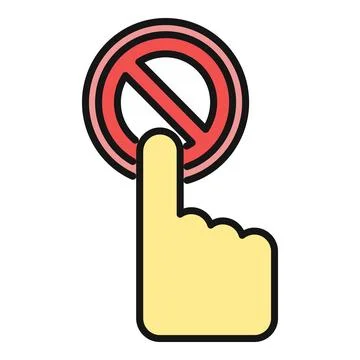 Hand pointing at forbidden no touch sign Stock Illustration