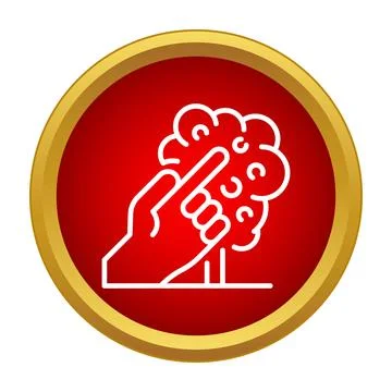 Hand pointing at fruit tree icon illustration Stock Illustration
