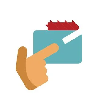 Hand pointing at full archive box with files sticking out Stock Illustration