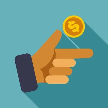 Hand pointing gesture dropping dollar coin Stock Illustration