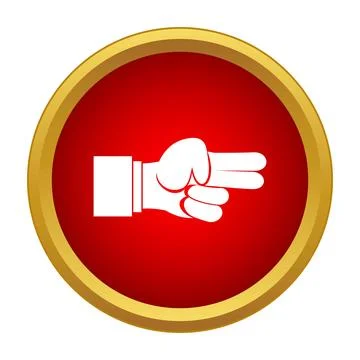 Hand pointing gesture graphic in red circle 스톡 일러스트