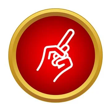 Hand pointing up gesture icon in red circle Stock Illustration