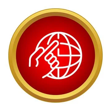 Hand pointing at globe choosing global destination Stock Illustration