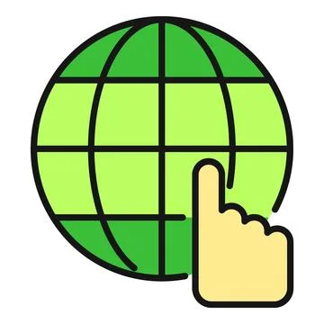 Hand pointing at globe global internet network connection Stockillustratie