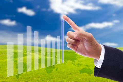 Hand pointing up graph Stock Photos