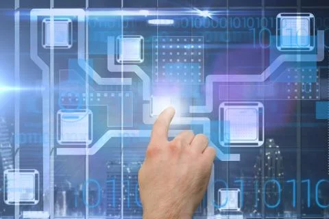 Hand pointing at graphics Stock Photos