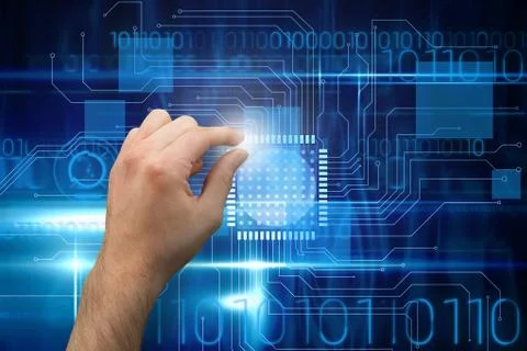 Hand pointing at graphics Stock Photos