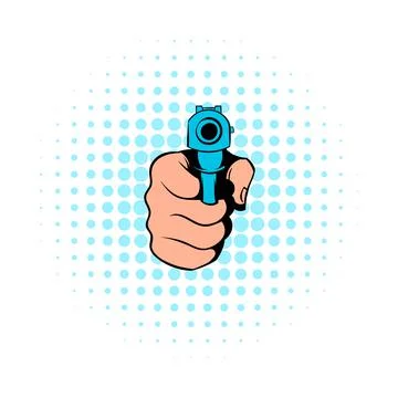 Hand pointing with the gun icon, comics style Stock-Illustration