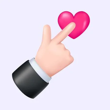 Hand Pointing to the Heart. Creative 3D Sign Language Gesture Stock Illustration