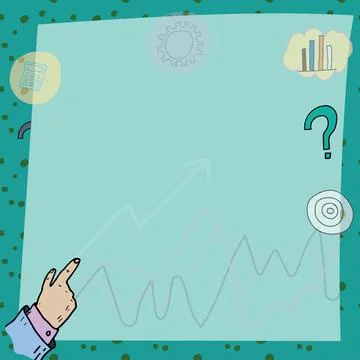 Hand Pointing On Important Messages With Arrows Up And Graphs In Background. One Stock Illustration